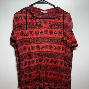 EARTHBOUND Red and Black Patterned Hoodie
